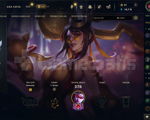 221 LEVEL WEST UNRANKED 53 SKİNLİ HESAP