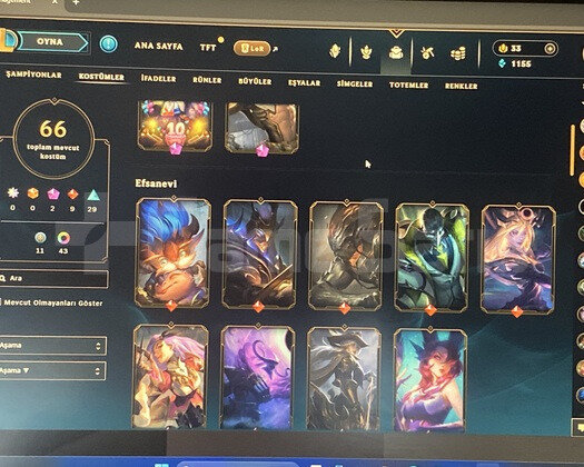 333 SEVİYE 66 KOSTÜM  750 k Yasuo 50 yakın renk