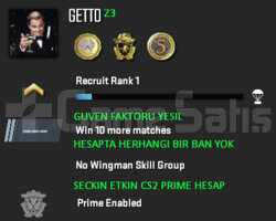 CS2 Prime | 3 Madalya | Yeşil Faktör + Garanti