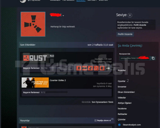Rust Hesabı + Bol skinli + tüm bilgileri degişir.