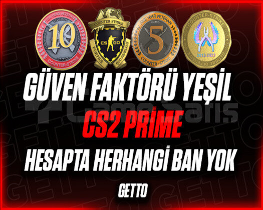 CS2 Prime | 4 Madalya | Yeşil Faktör + Garanti