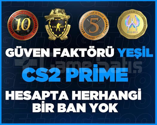 CS2 Prime | 4 Madalya | Yeşil Faktör + Garanti