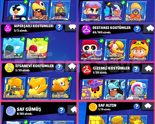56 BİN KUPA 80 KARAKTER 130 KOSTÜM
