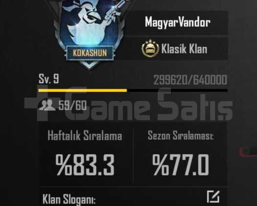 9.5SEVİYE KLAN İSİM AKTİF 5 DAKİKADA TESLİMAT