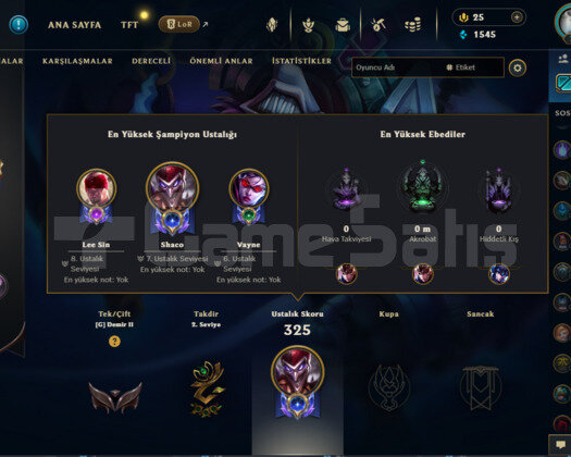 TR/85 SKİN/130 CHAMP/74LVL/9 YILLIK HESAP