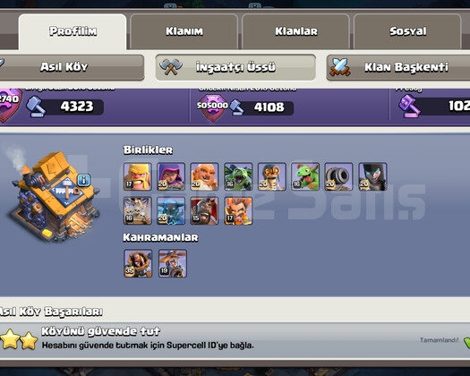 Clash of Clans BB 16 Hesap Herolar Güzel