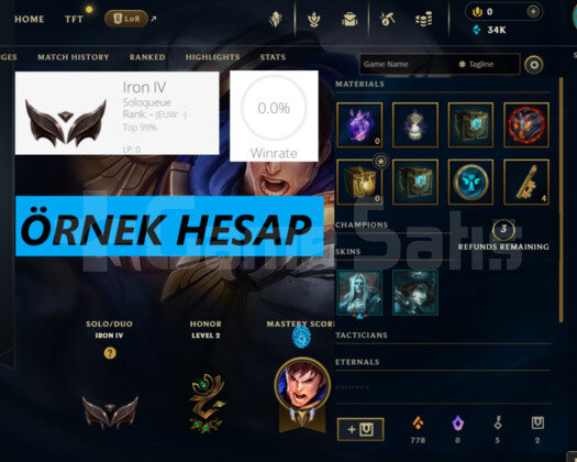 EUW DEMIR 4 0 LP 0 WINRATE 35K MAVİ ÖZ ELOHELL