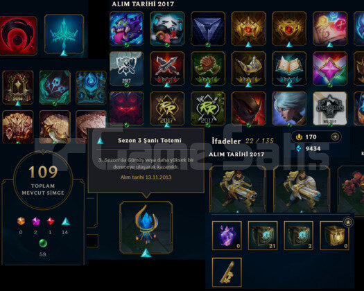 2012 KURULUM 60 SKIN MAINLIK LOL HESABI RARE ACC
