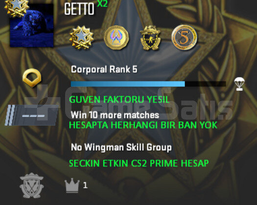 CS2 Prime | Premier Aktif | Yeşil Faktör + Garanti