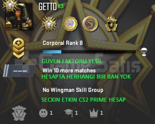 CS2 Prime | Premier Aktif | Yeşil Faktör + Garanti