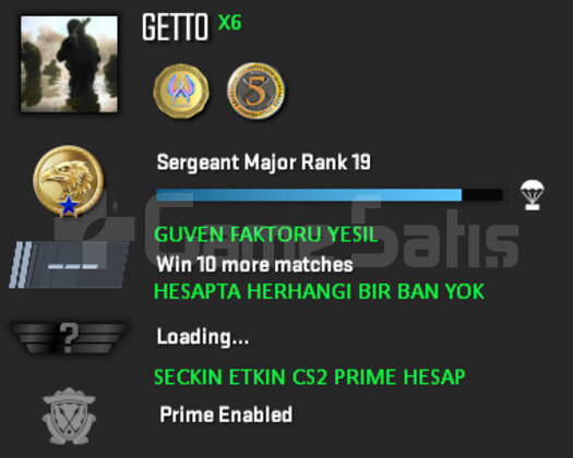 CS2 Prime | Premier Aktif | Yeşil Faktör + Garanti
