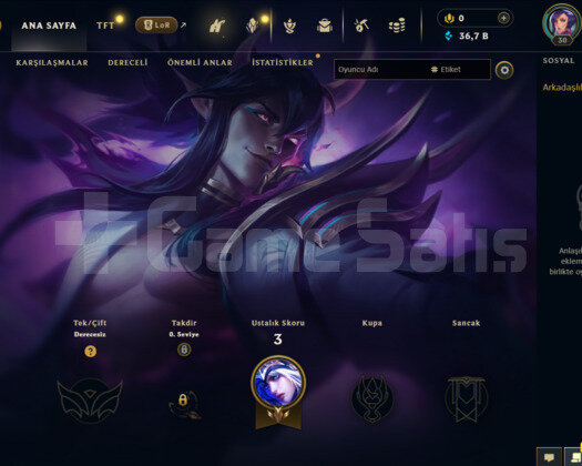 TR UNRANKED S11 HESABI 36.7K MAVİ ÖZ