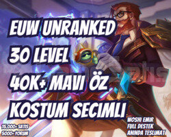 KOSTÜM SEÇİMLİ EUW 40K+ MAVİ ÖZ VIP 30 LEVEL