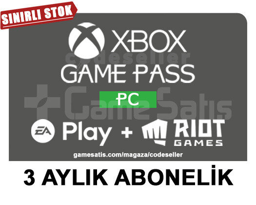 GAME PASS PC + EA PLAY + RIOT GAMES - 3 AYLIK