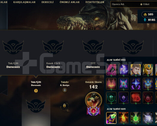 TR 20 SKIN 81 HERO HANDMADE UNRANKED 500RPLİ HESAP