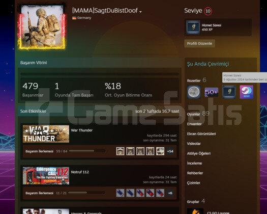 89 OYUNLU CS2 PRİME 3 MADALYALI STEAM HESAP
