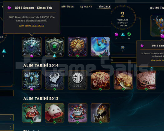 TR 2014-15ELMAS NADİR SİMGELİ 15SKIN 40HERO ANTİKA