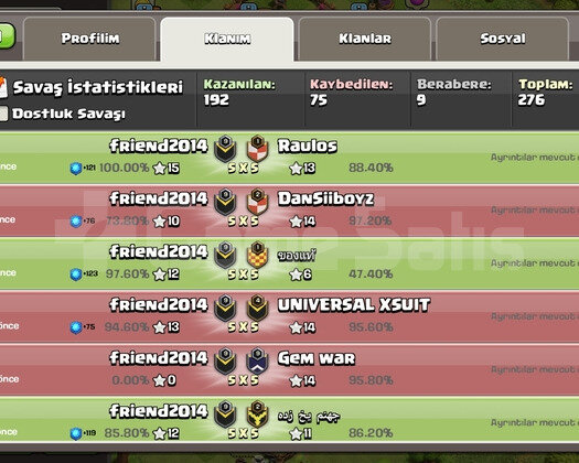 Çok acil satılık 9 SEVİYE KLAN