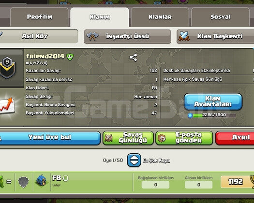 Çok acil satılık 9 SEVİYE KLAN