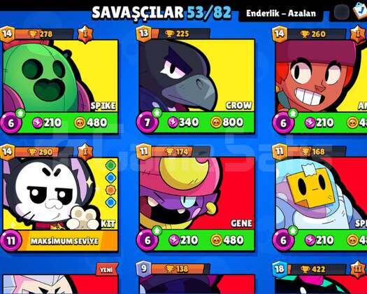 53 KAREKTERLİ BRAWL STARS HESABI