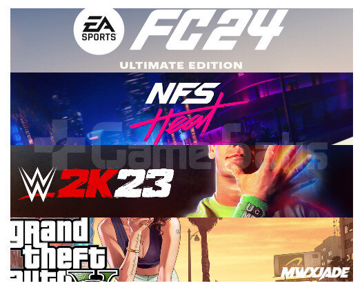 FC 24 + WWE 2K23 + NFS HEAT + GTA 5