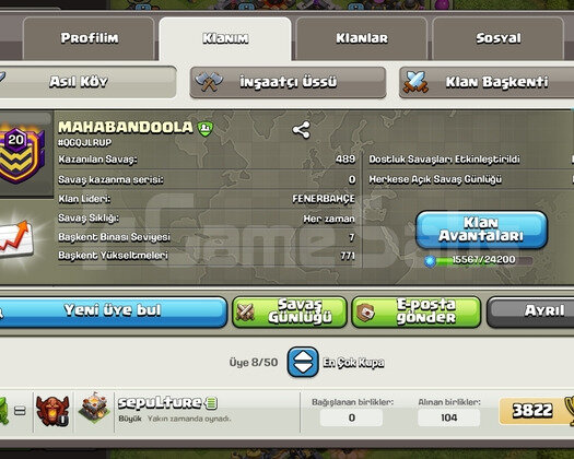 20 SEVİYE KLAN ACİL SATILIK