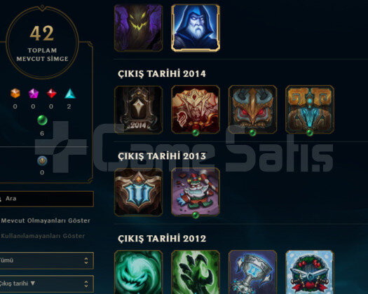 EUW 2012KURULUM NADİR SİMGELİ 30 LVL 8SKİN 58HERO
