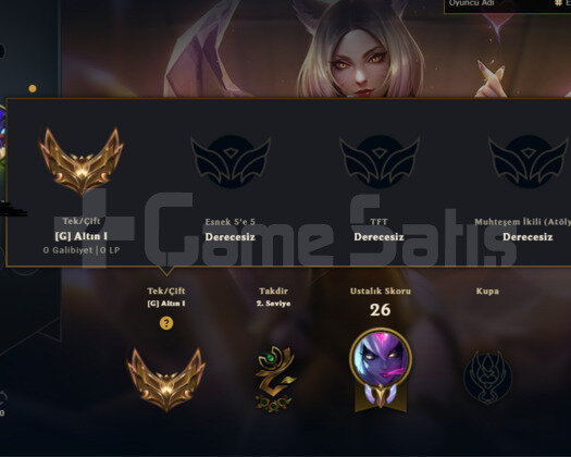 TR PRESTİJ KDA AHRİ MAİN ALTIN 1 YÜKSEM MMR 24HERO