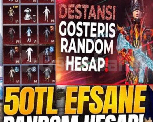 50 TL EFSANE DOLU PUBG RANDOM HESAPLAR