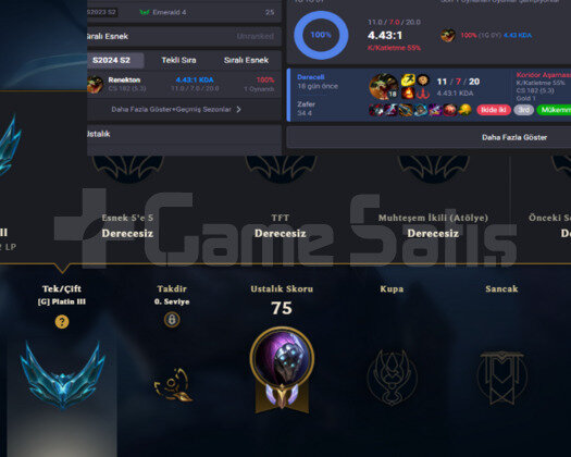 EUW TEK MAÇ PLAT 3 11SKIN 30 HERO TOP JUNG MAİN