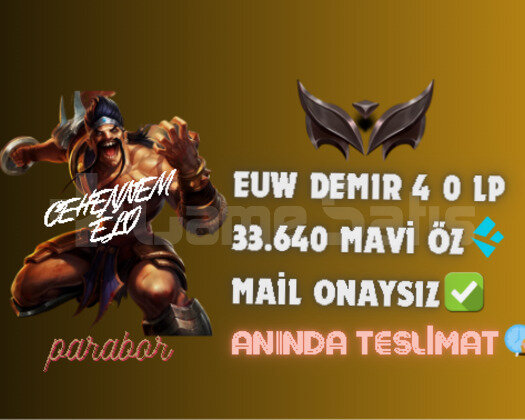 EUW DEMİR 4 0 WR l 33.640 MAVİ ÖZI MAİL ONAYSIZ