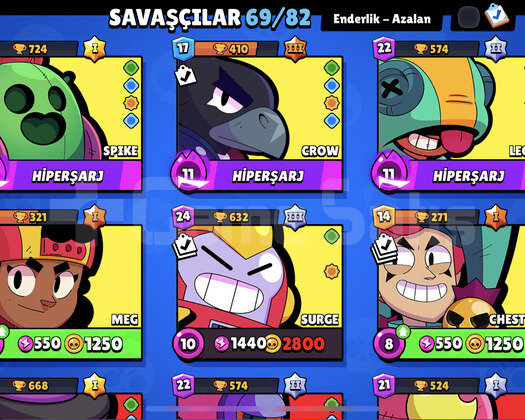 27.500 KUPA + 79 KOSTÜM + 69 KARAKTER + 8 MAX ++++