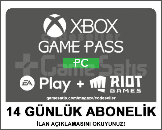 GAME PASS PC + EA PLAY + RIOT GAMES - 14 GÜNLÜK