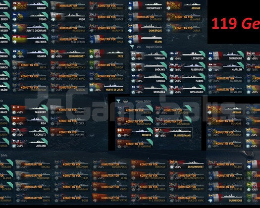 World of Warships - 100+ gemi - 2015 kayıtlı hesap