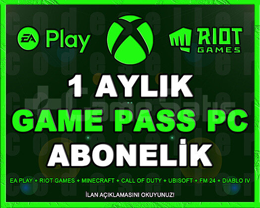 GAME PASS PC + EA PLAY + RIOT GAMES - 1 AYLIK
