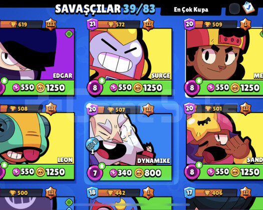 39 karakter,12500 kupa,86 elmas