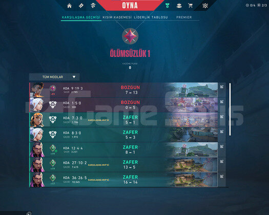 VALORANT HESAP İMMORTAL RANK Altın afet bıç vs.