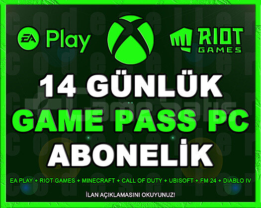 GAME PASS PC + EA PLAY + RIOT GAMES - 14 GÜNLÜK