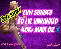 EUW BAN YEMEZ 30 LEVEL UNRANKED 40K+ MAVİ ÖZ