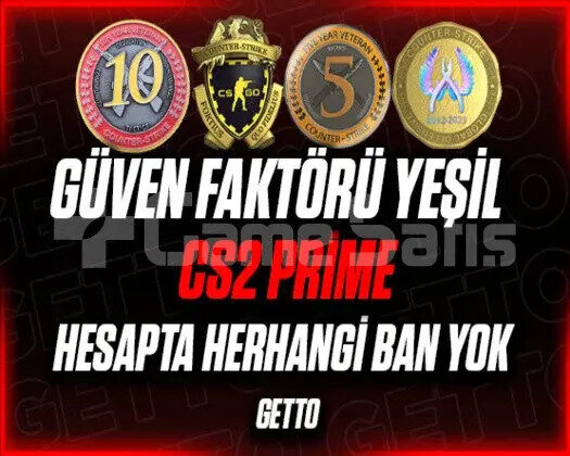 CS2 Prime | 4 Madalya | Yeşil Faktör + Garanti