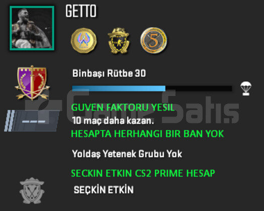 CS2 Prime | Premier Aktif | Yeşil Faktör + Garanti