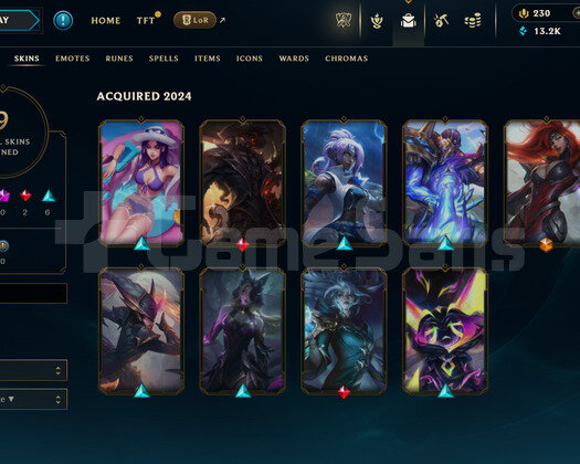 EUW Unranked | 9 Kostüm - 13K Mö | LoL Hesap