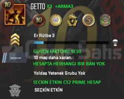 CS2 Prime | 5 Madalya | Yeşil Faktör + Garanti