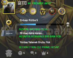 CS2 Prime | 5 Madalya | Yeşil Faktör + Garanti