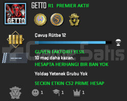 CS2 Prime | Premier Aktif | Yeşil Faktör + Garanti