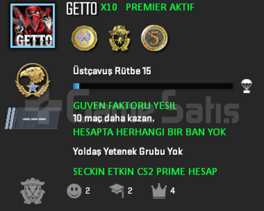CS2 Prime | Premier Aktif | Yeşil Faktör + Garanti
