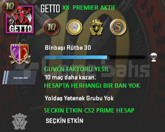 CS2 Prime | Premier Aktif | Yeşil Faktör + Garanti