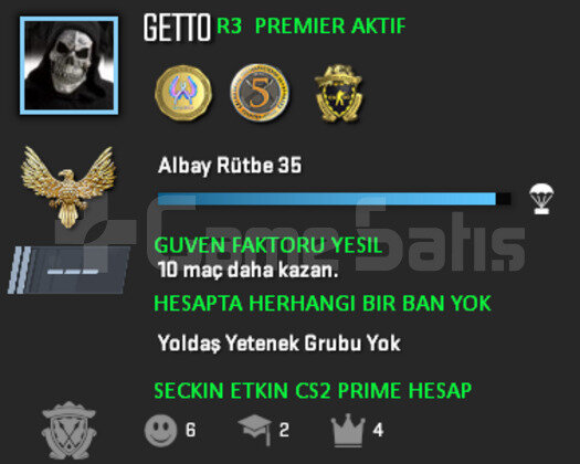 CS2 Prime | Premier Aktif | Yeşil Faktör + Garanti