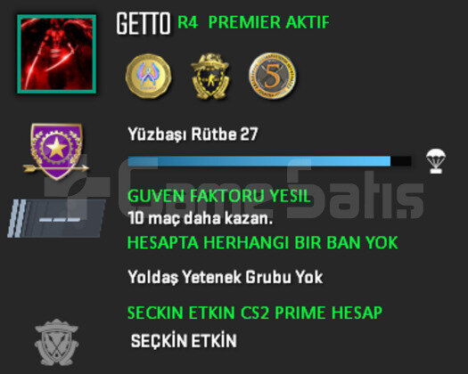 CS2 Prime | Premier Aktif | Yeşil Faktör + Garanti