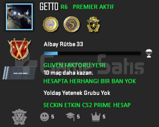 CS2 Prime | Premier Aktif | Yeşil Faktör + Garanti